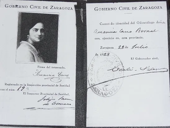 Carnet de identidad de odontólogo de Doña Amancia Cano Bernal (Zaragoza 1928)