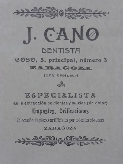 Publicidad de Dr José Cano (Zaragoza 1906).